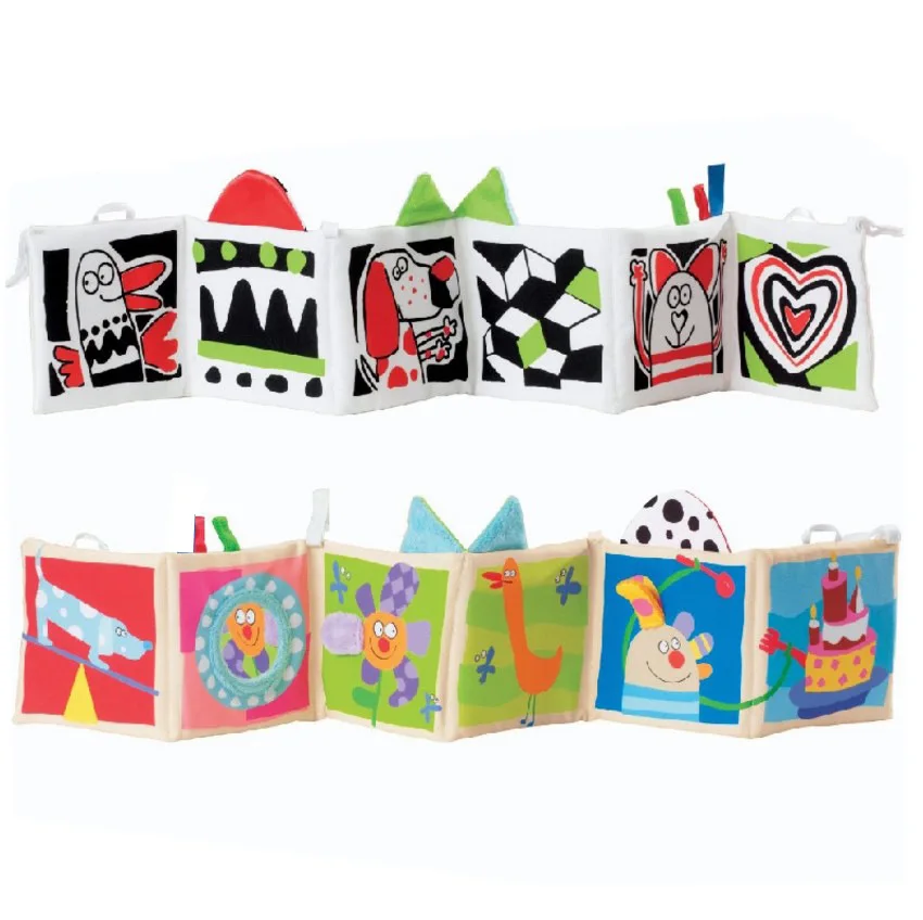 Preto e Branco Livro de Pano de Cabeceira Bolafynia Bebê Infantil Pano Livro Duplo-face Cor Crianças Brinquedos Educativos 12 High Quality