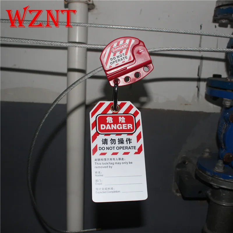 Goedkoop Gratis verzending 4mm 2 Meter Rode Verstelbare Kabel Lockout, Kabel Lockout Tagout Apparaten