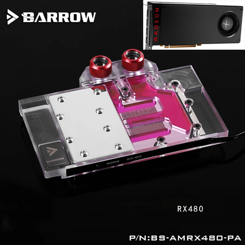 Графическая карта BARROW с полным покрытием используется для справки RX480|gpu radiator|gpu
