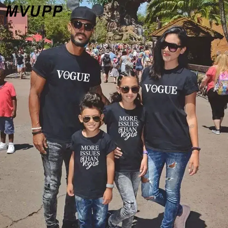 

VOGUE print t shirt father son mother daughter for mommy and me family look clothes matching outfits daddy baby girl sisters