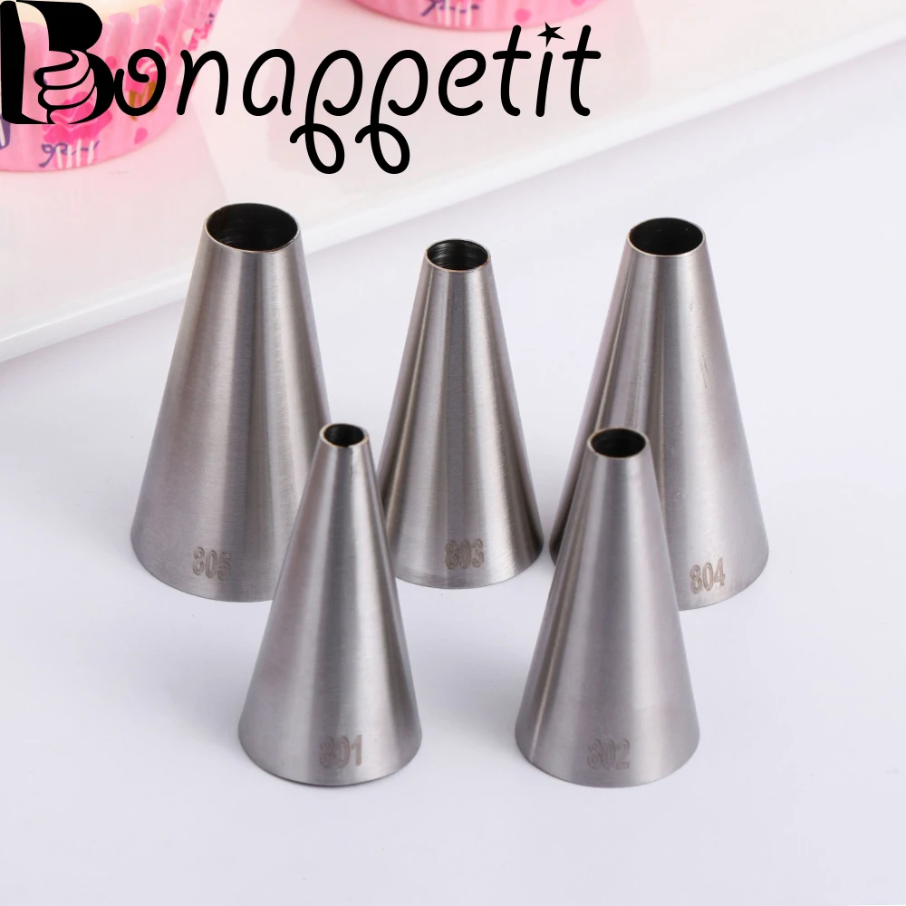 

5Pcs/Lot Large Round Nozzles for Cream Cake Decorating Tips Set Baking Pastry Cream Nozzles Cake Tools #801#802#803#804#805