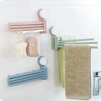 

Bathroom Towel Bar Suction Cup Towel Rack Kitchen Cloth Organizer