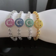 Красивый Красочный циркониевый браслет для мальчиков и девочек с улыбкой с прозрачными кристаллами CZ для женщин модные ювелирные изделия