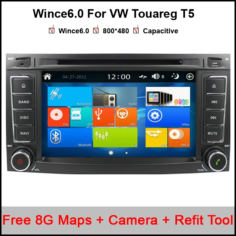 

Win8 UI Capacitive Car DVD Radio GPS Player for Volkswagen VW Touareg T5 Multivan Transporter with BT GPS ipod Navigation,USB SD