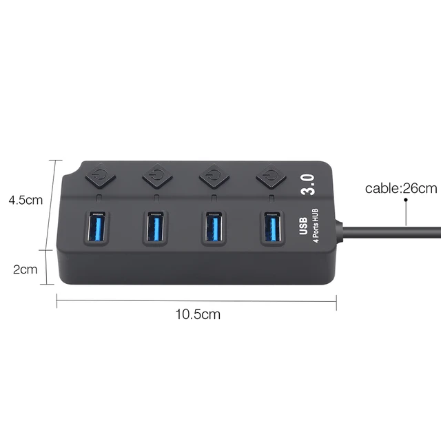4 Port USB 3.0 Hub 5Gbps with Switch LED Multi USB Splitter Power Adapter US/EU for MacBook Pro Laptop PC Computer Peripherals - Image 6