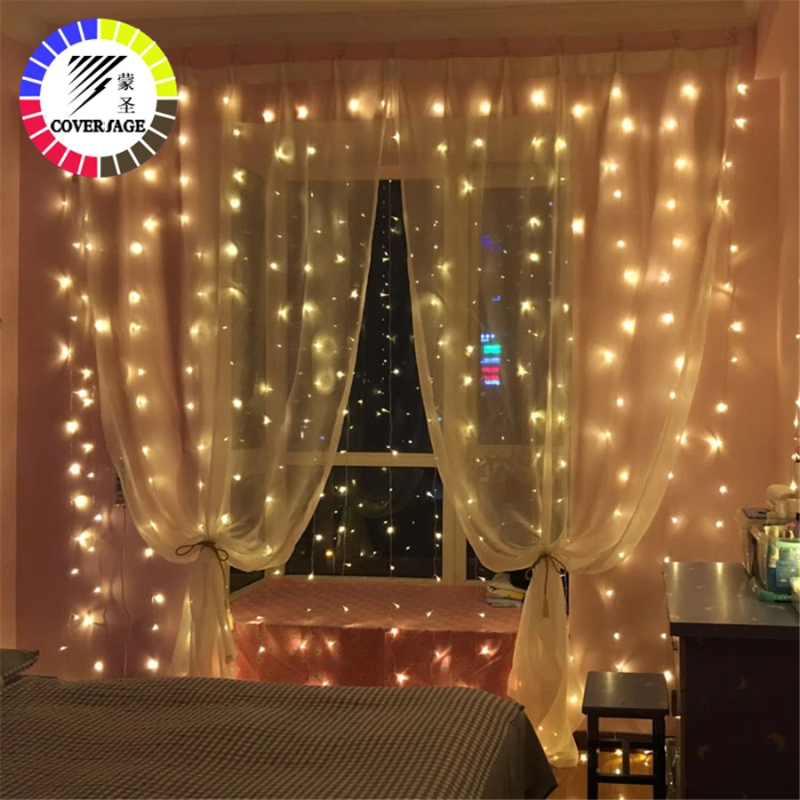 

Coversage Fairy Curtain Christmas Garland Light 4.5x3M Christmas Decorative LED String Xmas Party Garden Wedding Lights