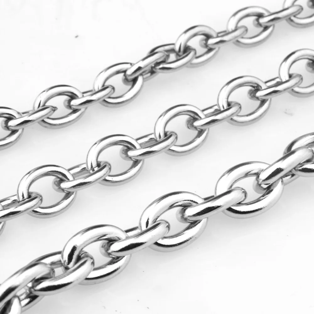 

Charm Optional Size 7"-40", 11/13/15mm 316L Stainless Steel Heavy Link Silver Oval Rolo Chain Men Necklace Bracelet jewelry