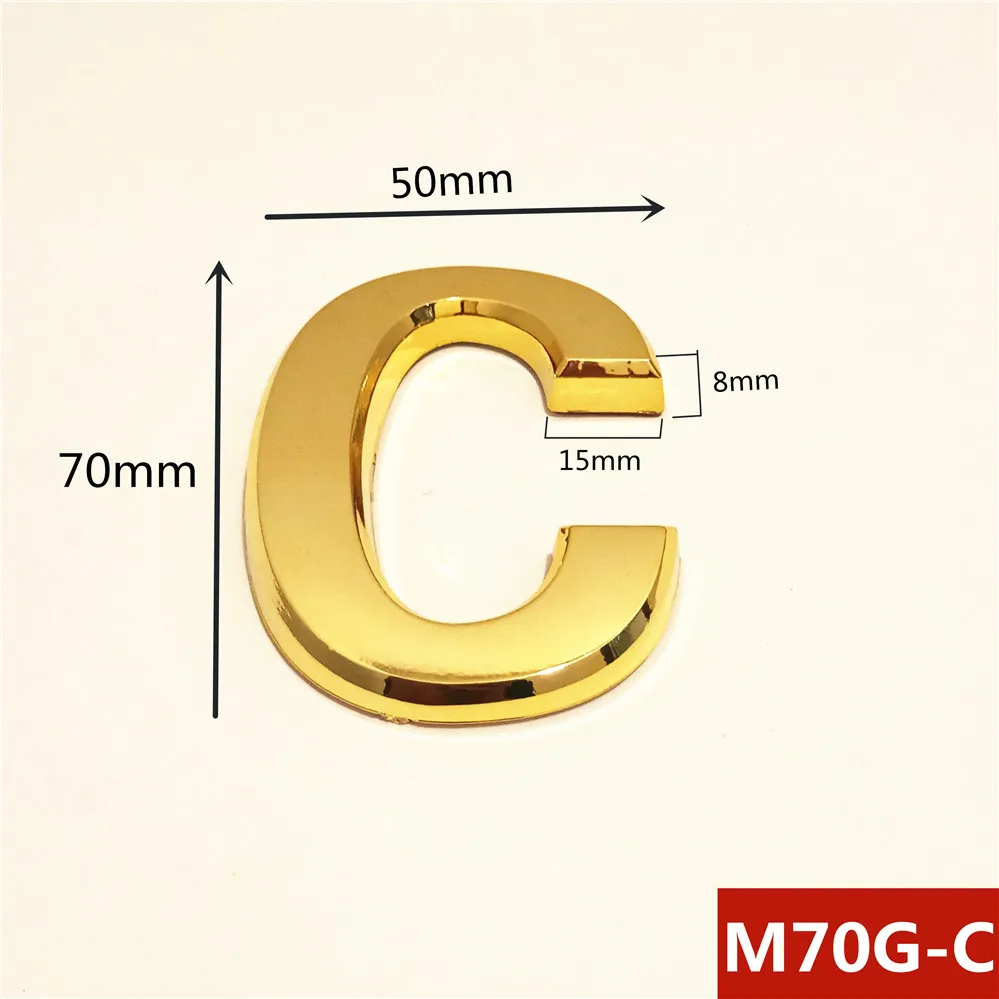 M70G亮金70mm塑料门牌=C号