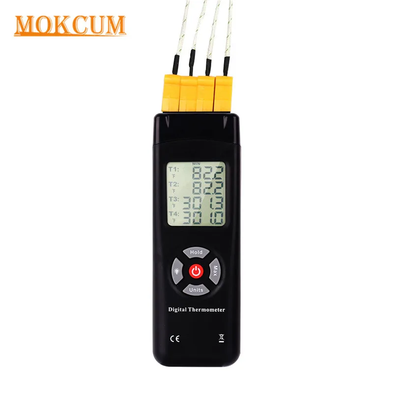 comprar K Tipo de Termopar Termômetro Digital 4 Canais Entradas LCD Backlight T1 T2 T3 T4 Alta Temperatura Tester Sensor termopar