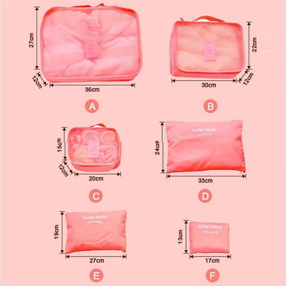 6 шт. переносная Водонепроницаемая дорожная сумка для хранения одежды куб для упаковки багажа Органайзер набор