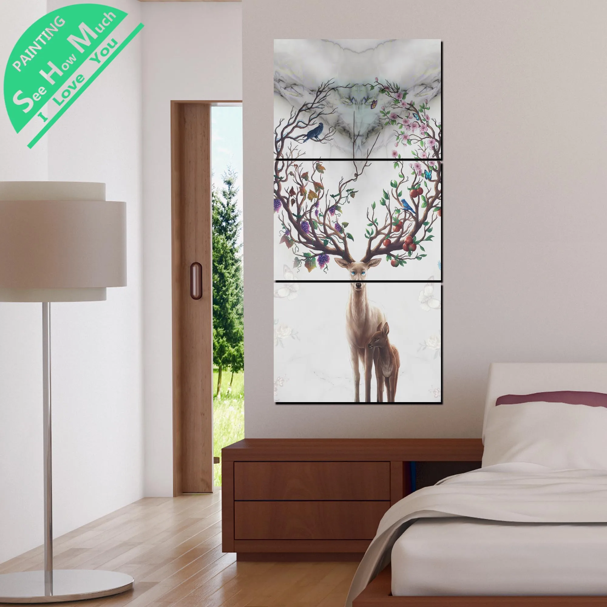 Лучший! 3 Шт. Северный стиль Олень HD Печатных Холст для Живописи Wall Art Украшения для Гостиной Плакат Лучший!