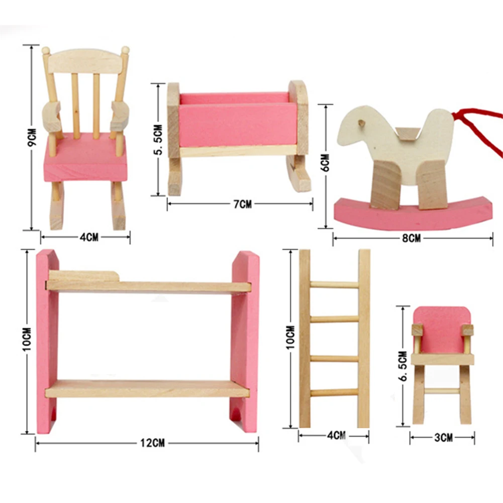 Мини Деревянный моделирование кукольный домик мебель набор комнаты спальня ролевые игры куклы игрушки Дети Обучающие игрушки для детей