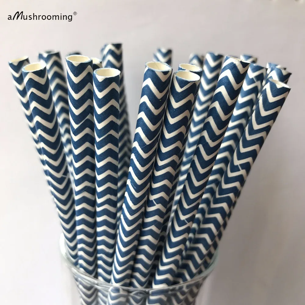 25 Navy Blue Chevron Paper Straws Navy Paper Chevron Straws 25 Navy
