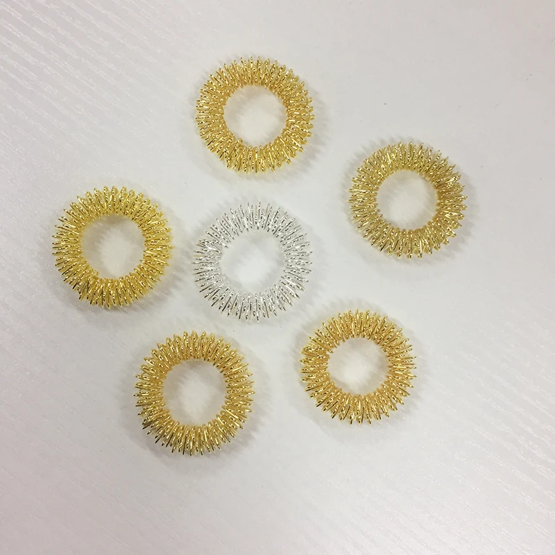 5Pcs Glod Finger Massager Hand Ring Acupuncture Steel Massages For Body Relaxation Tens Stress Relief Health Care Massage Tools