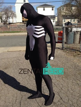 

ZentaiHero The Symbiote Spiderman Costume Black Venom Zentai Spidey Suit Halloween Cosplay Full Body Costume for Adults and Kids