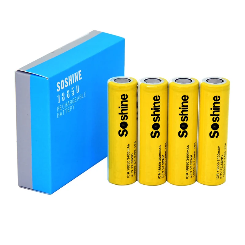 Soshine 3.7V Rechargeable 18650 Battery Cell 3400mAH  for Led Torch Headlamp Bicycle Light