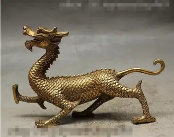 

YM 306 Chinese FengShui Brass Carved Palace Guard God Beast Dragon Statue