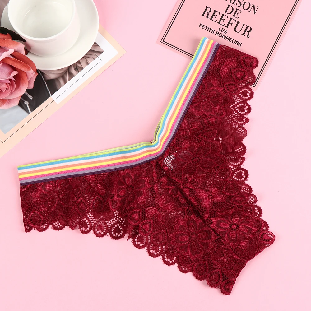 Buy 1PC Women Sexy Lace Underwear Solid V string