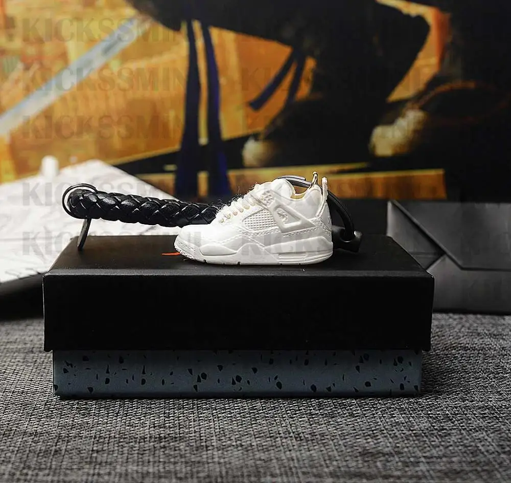 

DIY Retro OG Air Jordan 4 “Pure Money” 3D Mini Jordan Sneaker Keychain Bag Box Pendant Couple doll accessory