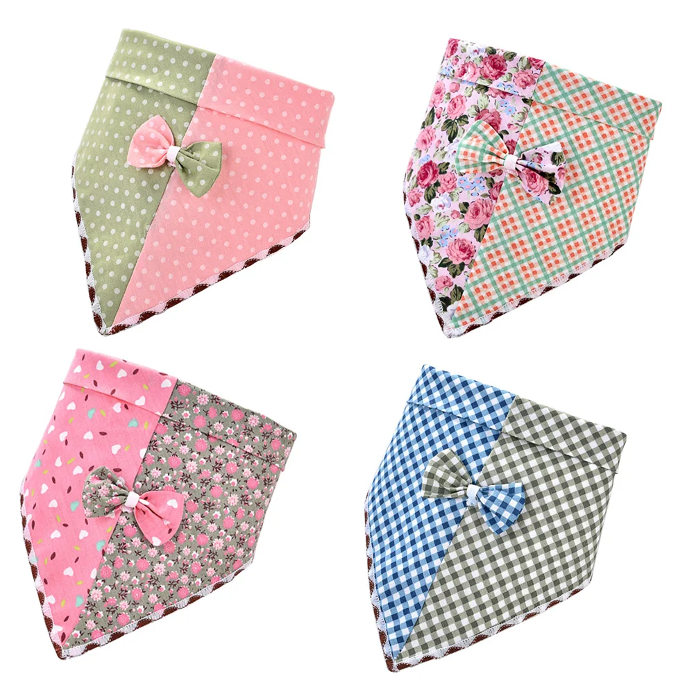 

10pcs Cute Pet Dog Cat Bandanas Dog Scarf with Flower Polka Dots Plaid Patterns Dog Accessories Pet Products
