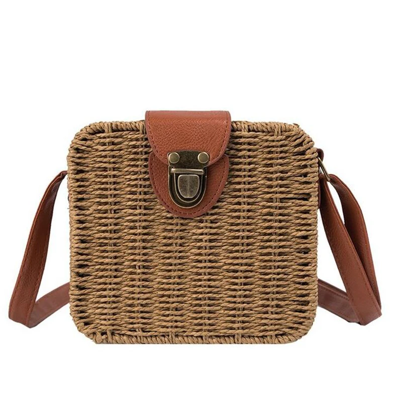 

handwoven summer rattan crossbody straw bag lady hotseller handbag