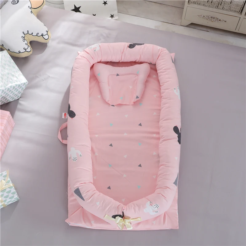 

Infant Toddler Cradle Cot Newborn Nursery Infant Nest Baby Bed For Baby Care 16 color Portable Baby Crib With Pillow