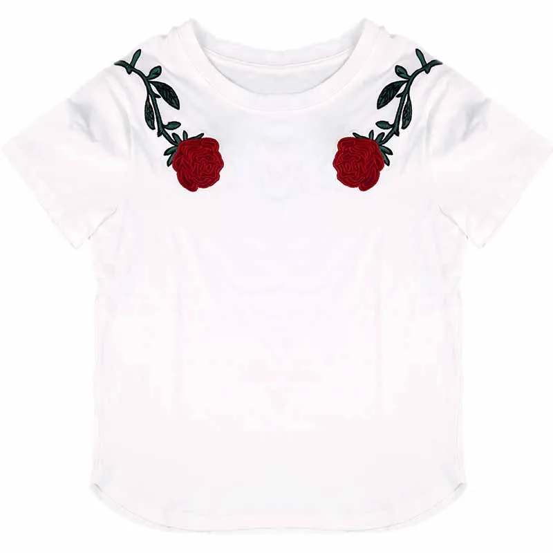 

100% Cotton KENVY Brand fashion Women's high-end Luxury Summer Loose Embroidered Floral Short T-shirt Tees Top