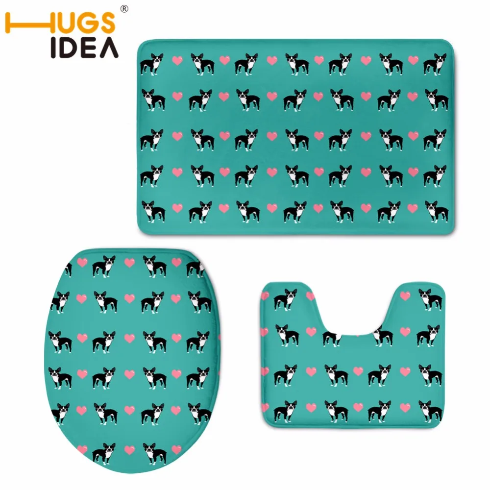HUGSIDEA 3pcs/set Boston Non Slip Toilet Bathroom Pad Floor Mat Rug Carpet Absorbent Pedestal Lid Cover Bath | Дом и сад