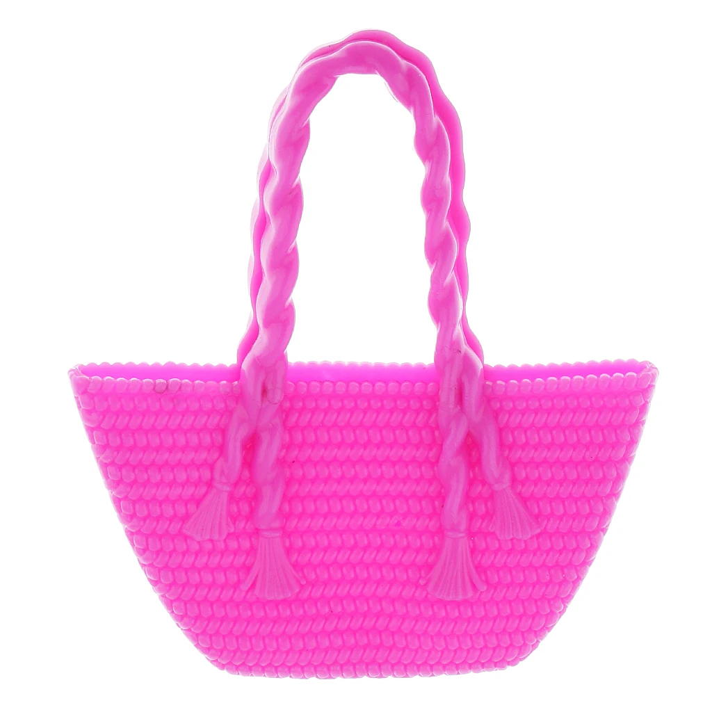 6 pcs Fashion Clothes for Doll Dress Up Two Pairs of Shoes High Sandal Beach Cap Hat Bags Costumes Accessories