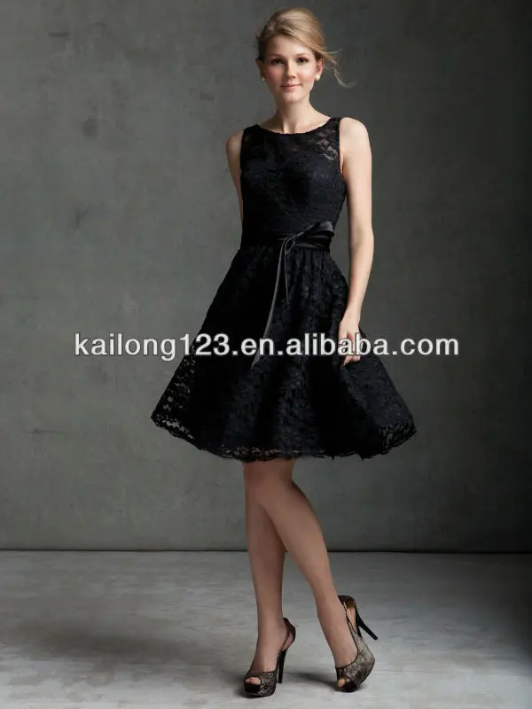 Retro Short A Line Bateau Neckline Illusion Lace Overlay V Back Retro Short A Line Bateau Neckline Illusion Lace Overlay V Back Satin Sash Black Bridesmaid Dress Patterns In Dresses From Weddings Events