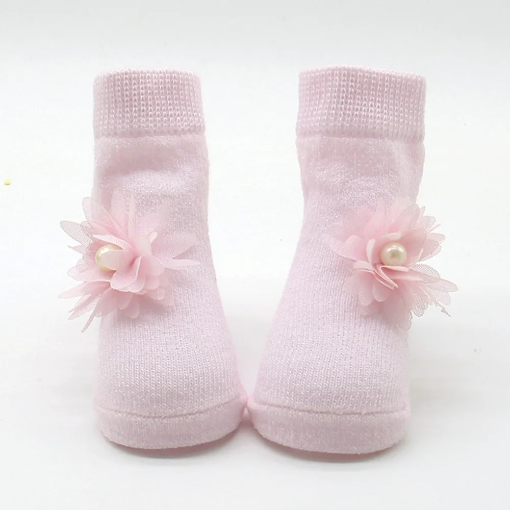 Модные удобные милые хлопковые носки с цветочным рисунком для маленьких девочек Теплые носки до щиколотки