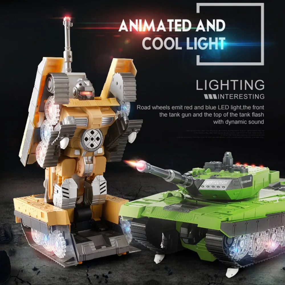 

2.4G Remote Control Simulation Heroicty Land Battle Tank Models One Key Conversion Robot Automatic Vehicle Toys for Boy Gift