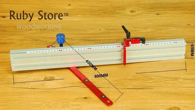 Торцовочный манометр+ торцовочный упор+ 600 мм/800 мм/1000 мм алюминиевый забор с метрической шкалой(красная серия - Цвет: 600mm