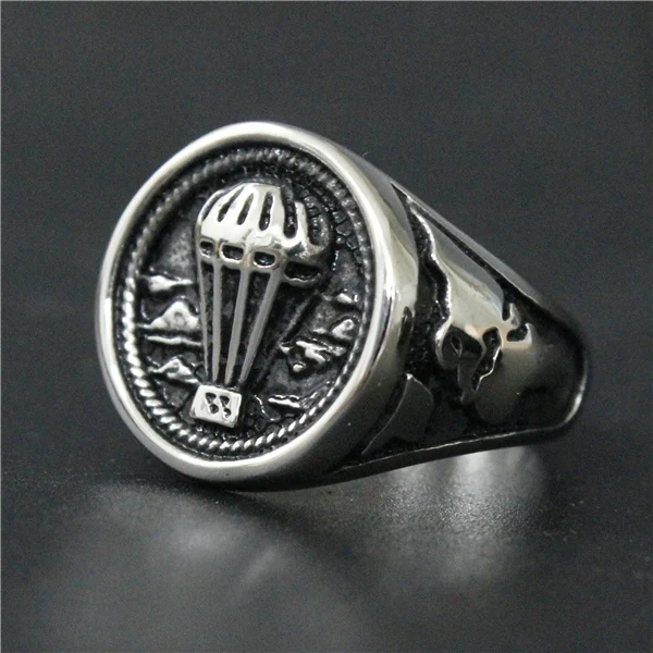 

Drop Ship Size 7~13 Honeymoon Hot Air Balloon Ring 316L Stainless Steel Jewelry Silver Black Map Air Balloon Ring
