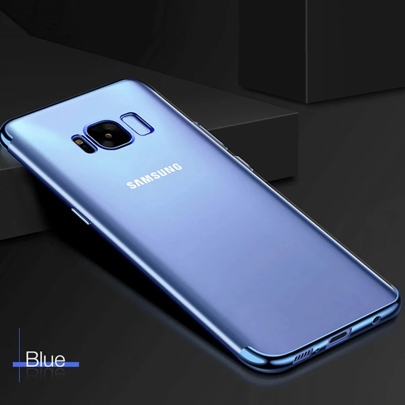 Покрытие Мягкий силиконовый чехол для samsung Galaxy S8 S9 S6 S7 край A3 A5 A7 J3 J5 J7 Prime J4 J6 J8 A6 A8 плюс крышка - Цвет: Синий