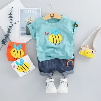 

WENWENDEXINGFU Summer Toddler Infant Clothing Sets Baby Girls Boys Clothes Suits Cartoon T Shirt Shorts Kids Children Costume