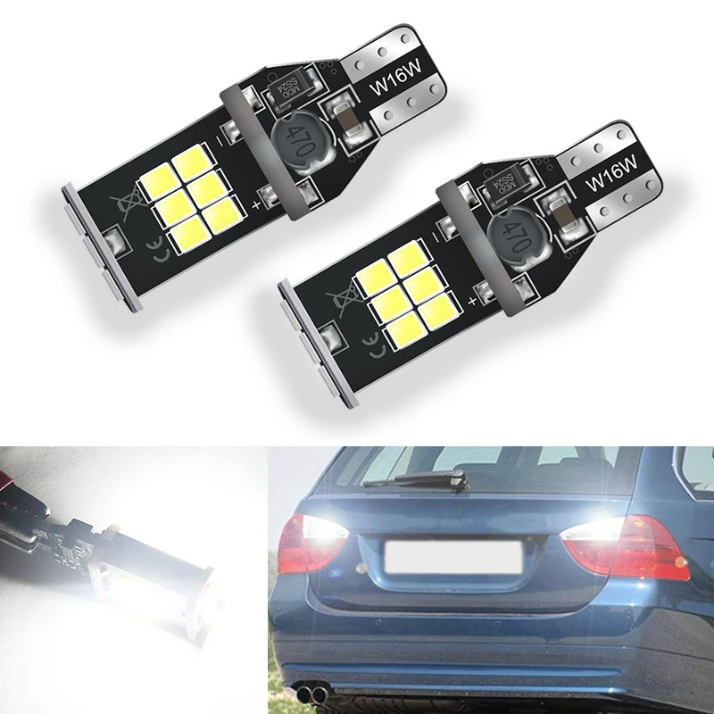 

2x T15 LED Car Bulb Canbus No Error Backup Reverse Light W16W Lamp 3030 Chip White Color With High Power For BMW E39 E60 E90 E46