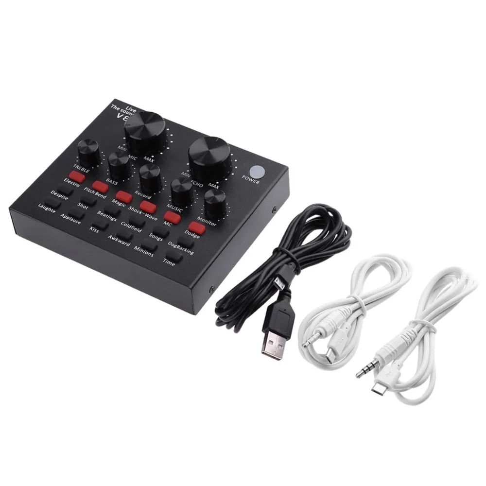 V8 الصوت USB ميكروفون سماعة الرأس البث الشبكي الشخصية الترفيه غاسل لايف كارت الصوت للهاتف الكمبيوتر PC