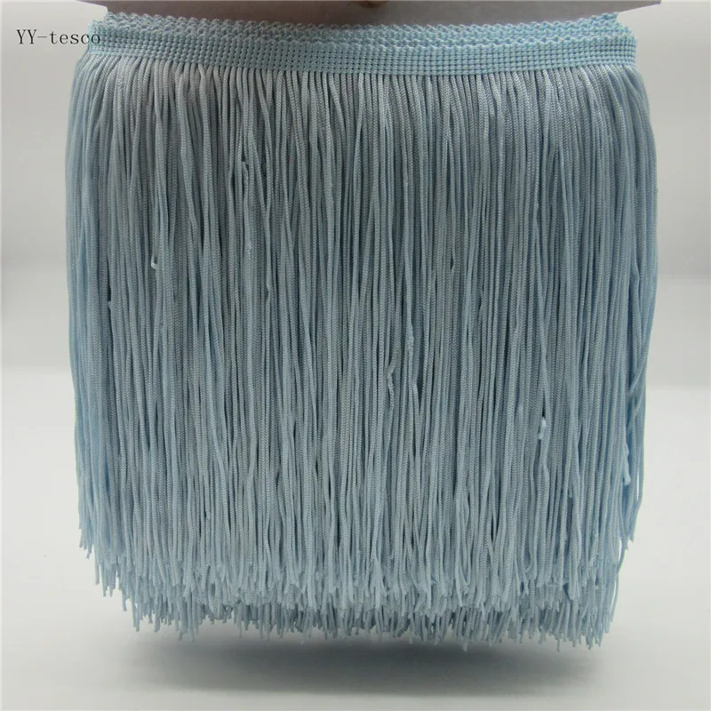 YY-tesco 10 ярдов 20 см широкая кружевная бахрома отделка кисточка бахрома отделка для DIY латинское платье сценическая одежда аксессуары кружевная лента - Цвет: Light blue