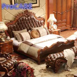 Роскошная классическая кровать из цельного дерева в европейском стиле