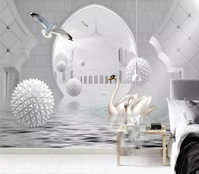 

three-dimensional round ball building space TV background wall professional custom mural wholesale wallpaper poster photo wall