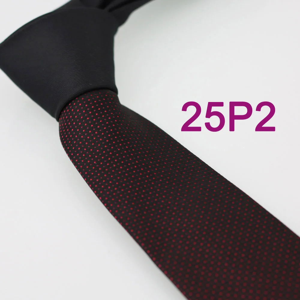 

YIBEI Coachella Ties Black Knot Contrast Red Small Dots Spots Necktie Slim Neck Ties Jacquard Woven Tie Skinny 6cm Corbata Men