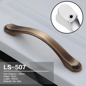 1PCS Zinc Alloy Handle Furniture Cabinet Drawer Wardrobe Bathroom Kitchen Door Handle Copper Color