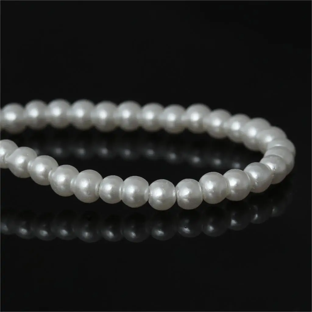 

Glass Loose Beads Round White Pearl Imitation About 4mm Dia,Hole: Approx 1mm,64cm ,1 Strand(Approx 220 PCs/Strand) new
