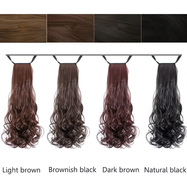 Shang Ke Long Ondulé Queue De Cheval Postiches Résistant à La Chaleur Faux Coiffures Long Ondulé Flip Clip Dans Extensions De Cheveux Queue De Cheval