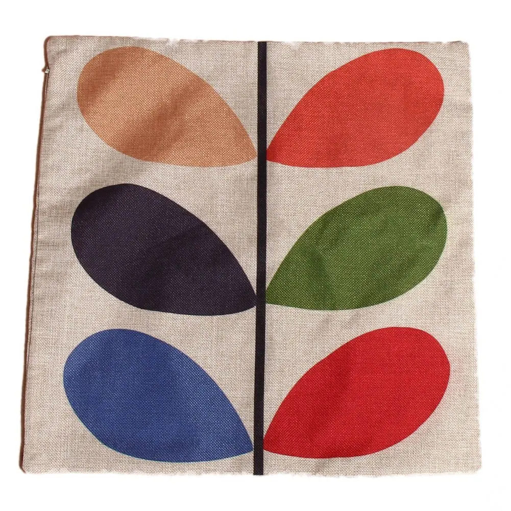 Linen Retro Vintage Print Cushion Cover Cotton Linen Pillow Case 18"X18