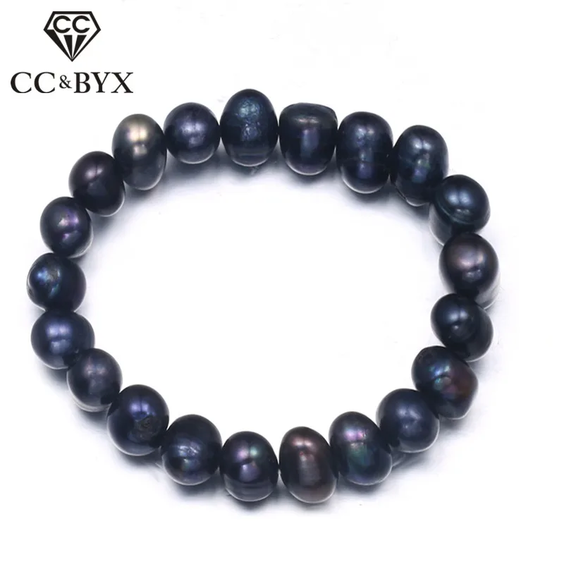 

CC Bracelets For Women Freshwater Pearls Ladies Jewelry Vintage Black Beaded Bracelet Accessories Drop Shipping Armband B026