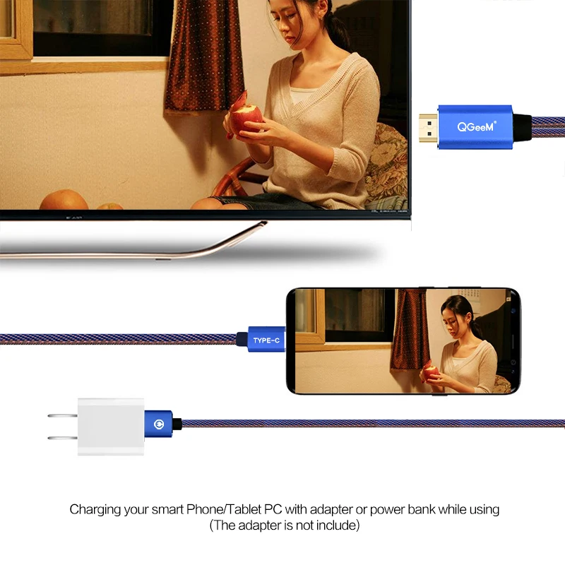 QGeeM USB Type c 3.1 HDMI Cable Compatible Thunderbolt Adapter For MacBook Samsung S8 Huawei Mate 10 Type C to HDMI Converter