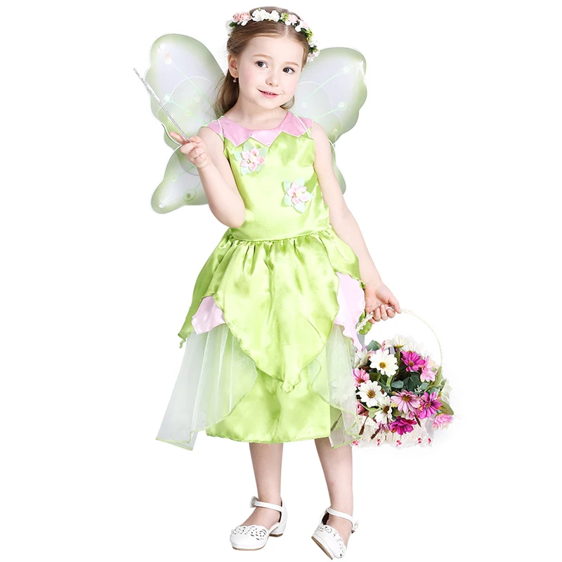 MOONIGHT Tinkerbell Princess Woodland Fairy Dress Cosplay Girls Green ...