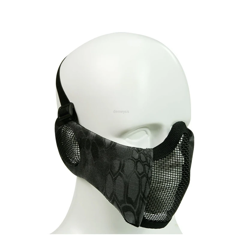 

Tactical Hunting Protective Mesh Mask Half Face Metal Steel Net Guard Mask Cover for Airsoft Ear Protection Half face Mesh Mask